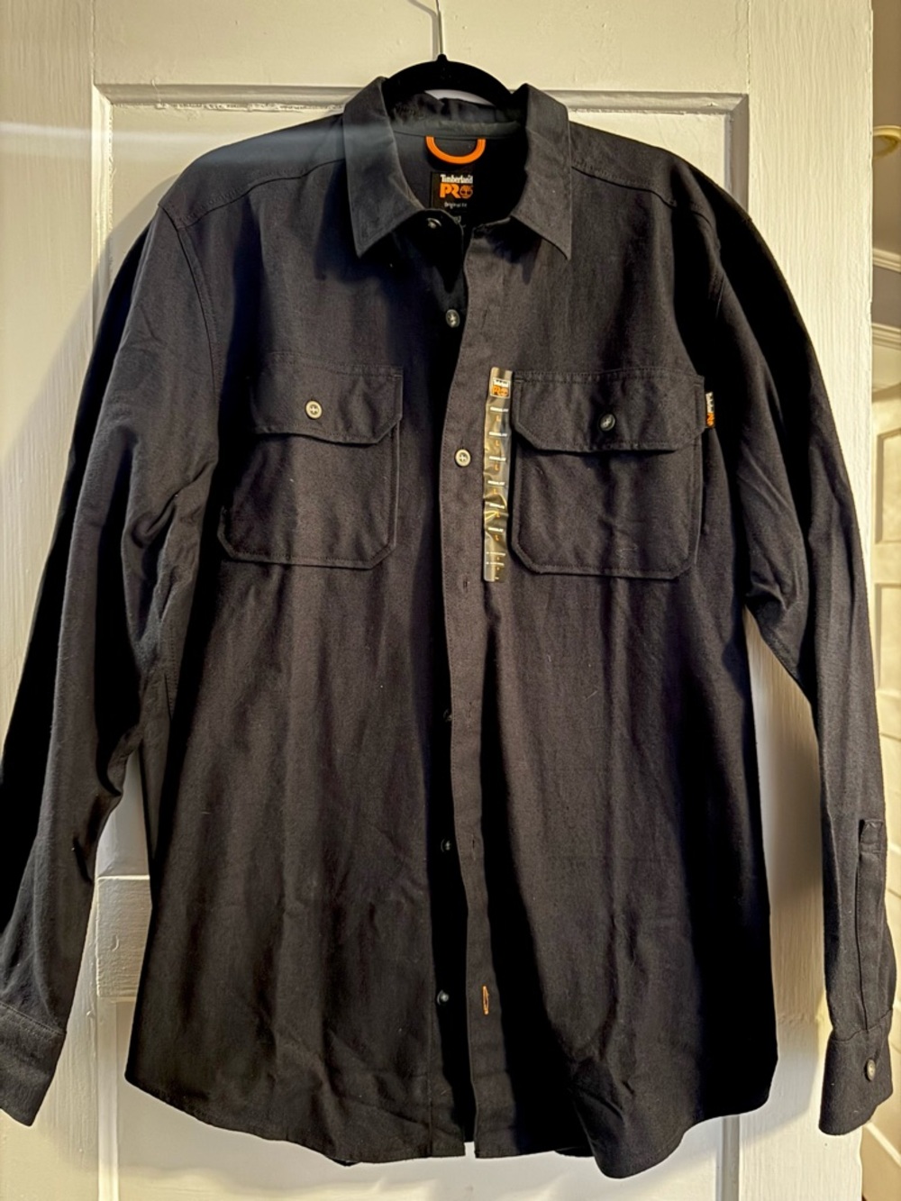 Timberland Black Work Flannel Shirt with Orange Tag